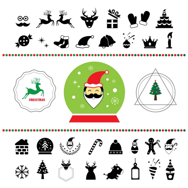 Vrolijk Kerstmis pictogrammen instellen — Stockvector