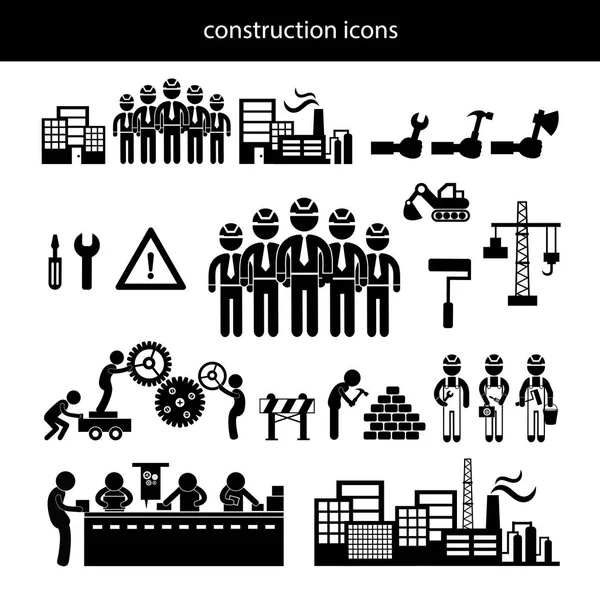 In aanbouw in de industrie pictogrammen — Stockvector