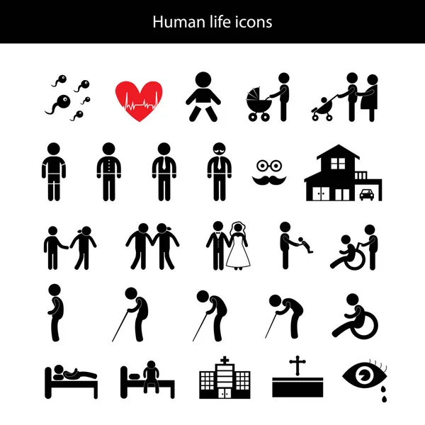 Menselijk leven pictogrammen — Stockvector