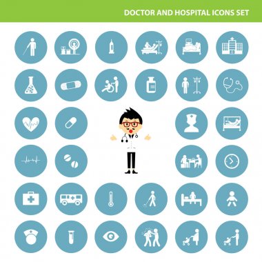 Doktor ve hastane Icon set