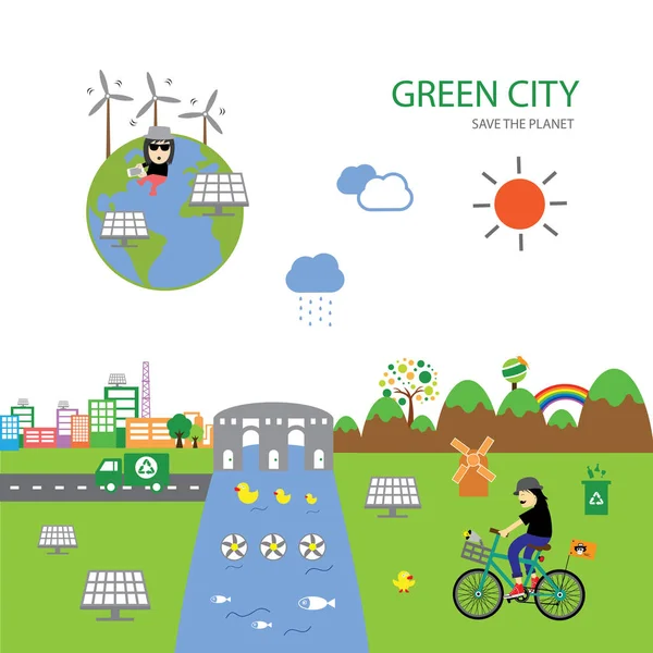 Miasta ekologia zielony — Wektor stockowy