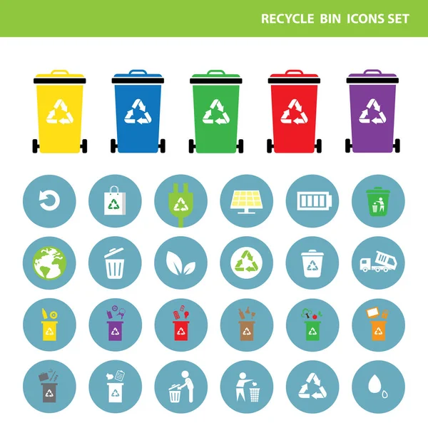 Categorie di rifiuti riciclare per bidoni della spazzatura — Vettoriale Stock