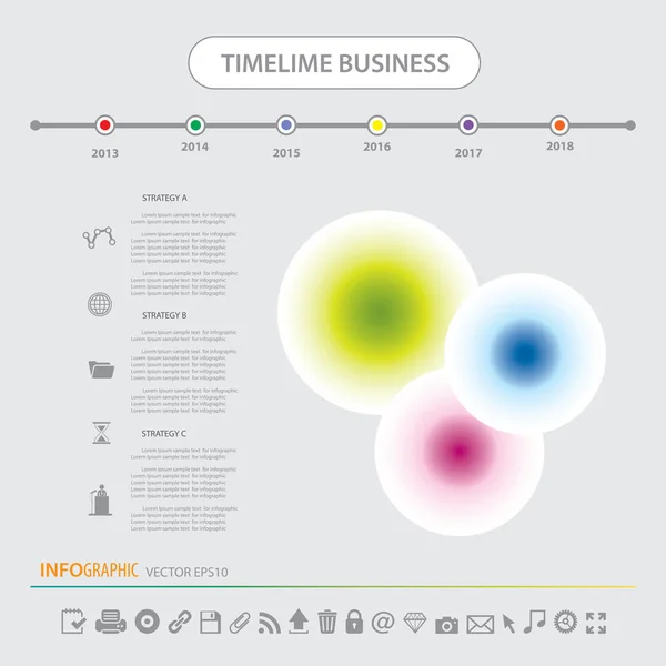 Zeitachse Infografik Vorlage Icons gesetzt — Stockvektor