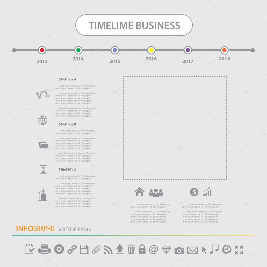 Timeline infographics template icons set