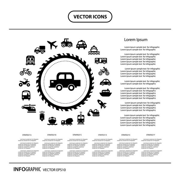 Taşıma Bilgi Grafik Simgeler Vektör Çizim Tasarım — Stok Vektör