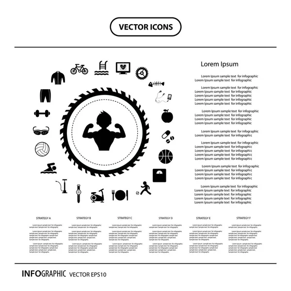 Spor Sağlıklı Icons Set Vektör Çizim Tasarımı — Stok Vektör