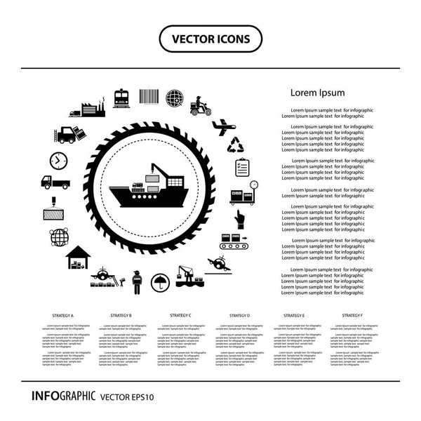 Infografías industriales y logísticas — Archivo Imágenes Vectoriales