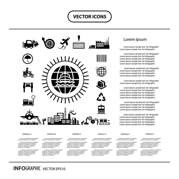 Βιομηχανική και logistics infographics — Διανυσματικό Αρχείο
