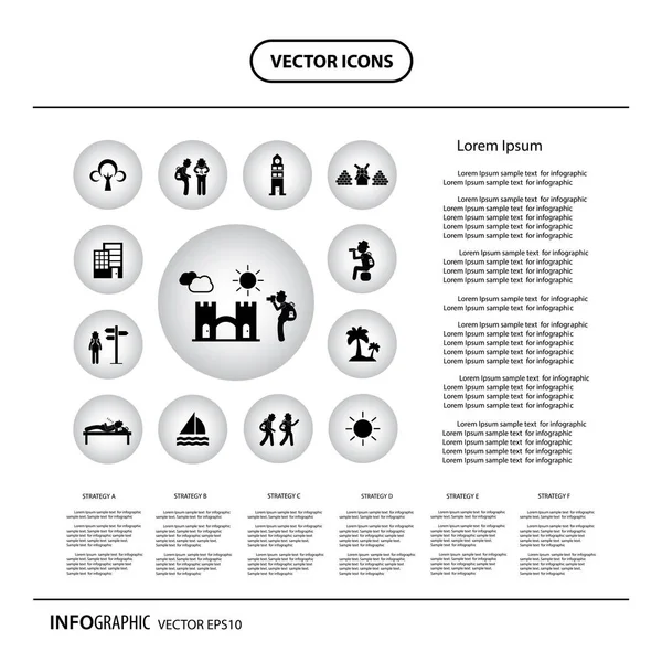 Ensemble d'icônes voyageur — Image vectorielle