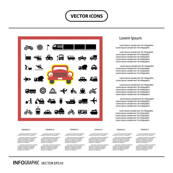 Vector Illustratie Ontwerp Van Vervoers Info Grafische Pictogrammen — Stockvector