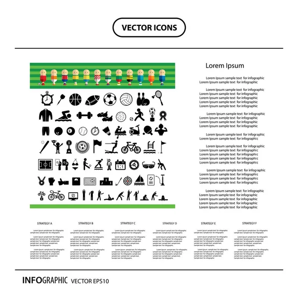 Vektör Illüstrasyon Tasarımı Temel Spor Icons Set — Stok Vektör