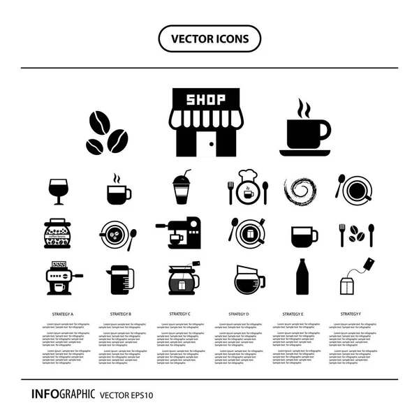 Coffeeshop-Ikonen gesetzt — Stockvektor
