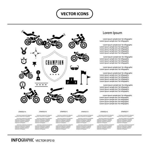 Conjunto de ícone de motocicletas — Vetor de Stock