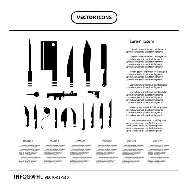 Набор значков оружия — стоковый вектор
