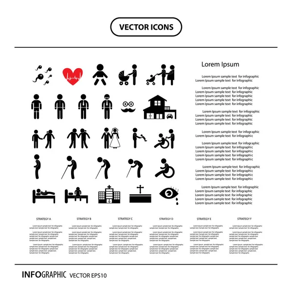 Ανθρώπινης ζωής infographics — Διανυσματικό Αρχείο