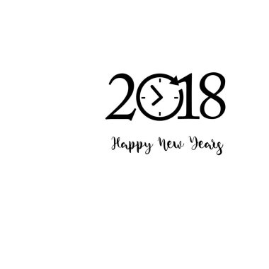 Mutlu yeni yıl 2018 tebrik kartı, vektör, illüstrasyon 