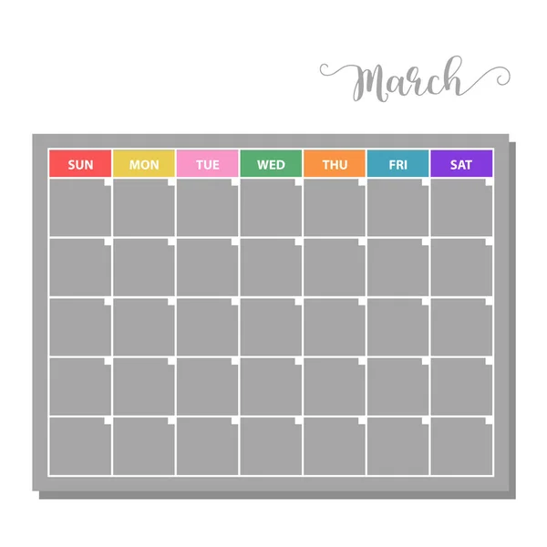 Ημερολόγιο Μαρτίου Εικονίδιο Διάνυσμα Εικονογράφηση — Διανυσματικό Αρχείο