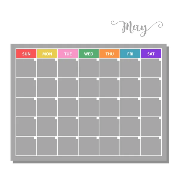 Calendário Para Ícone Maio Vetor Ilustração — Vetor de Stock