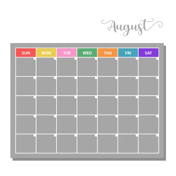 Ημερολόγιο Αυγούστου Εικονίδιο Διάνυσμα Εικονογράφηση — Διανυσματικό Αρχείο