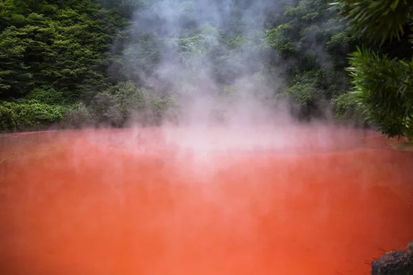 Chinoike Jigoku Beppu Japonya Kan Birikintisi Cehennem Chinoike Jigoku Kırmızı — Stok fotoğraf