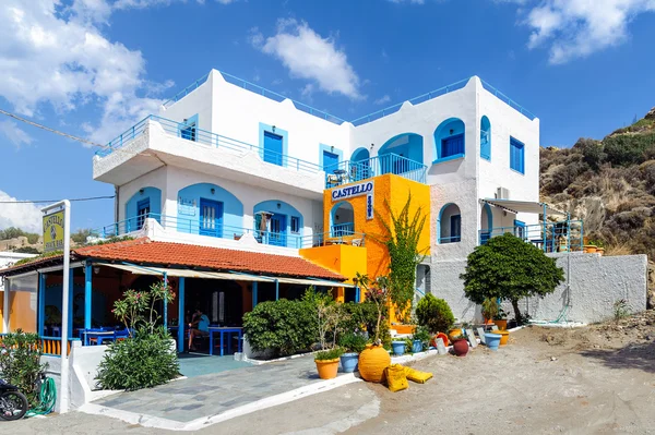 Traditional white blue Greek village on Crete island — Stock Photo, Image