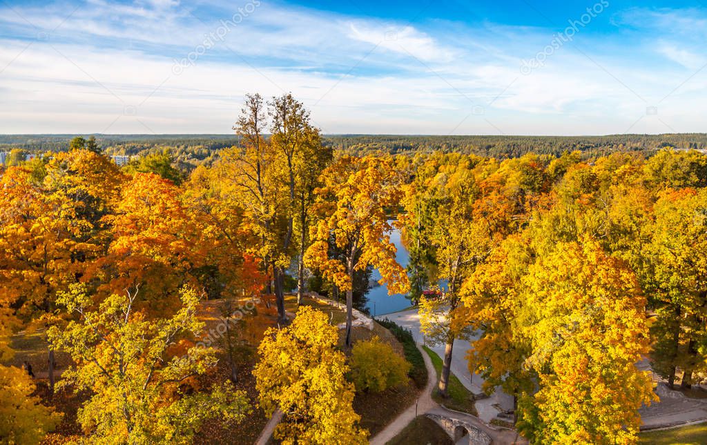 Autumn park in Cesis, Latvia