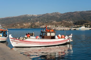 Sitia liman şehri Yunanistan Crete adasının Doğu tarafında, geleneksel Yunan balıkçı tekneleri
