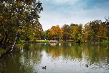 Göl sonbahar Parkı Cesis kasaba, Letonya