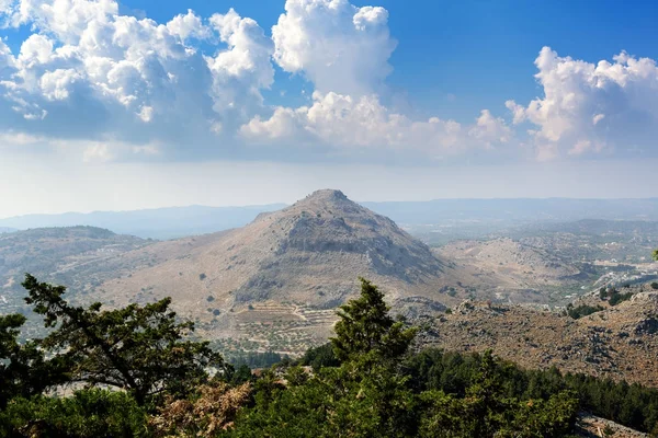 Aerial view on mountain valley of Rhodes island, Greece — Stock Photo, Image