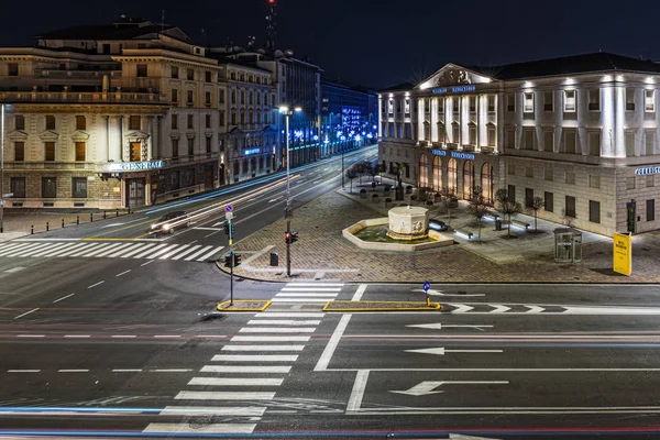 Bergamo Italy December 2017 Long Exposure Photo Central Street Bergamo — Stockfoto