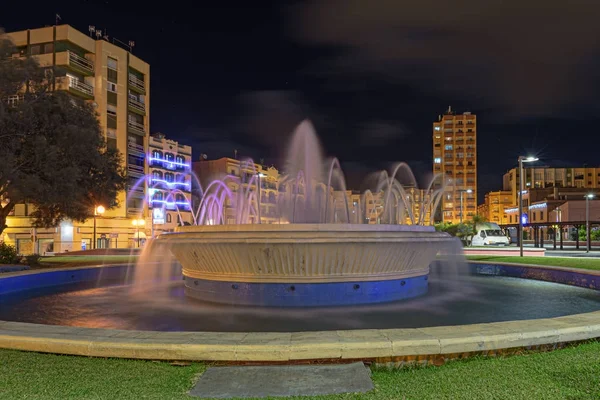 概念喷泉的夜观 西班牙 — 图库照片