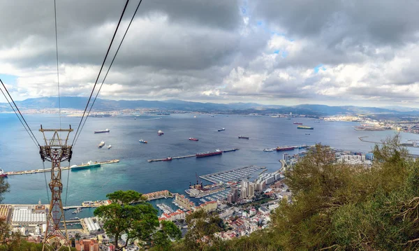 Vista Aérea Del Puerto Gibraltar Desde Una Estación Superior Funicular —  Fotos de Stock