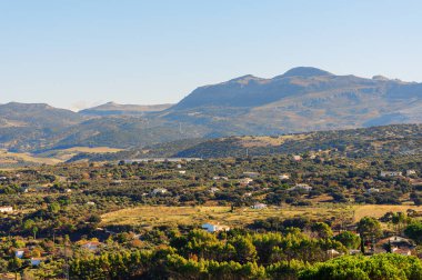 Yeşil manzara dağlar Andalusia, İspanya arasında