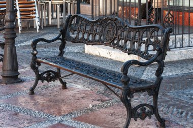 Eski vintage demir tezgah Street şehrin Ronda, İspanya