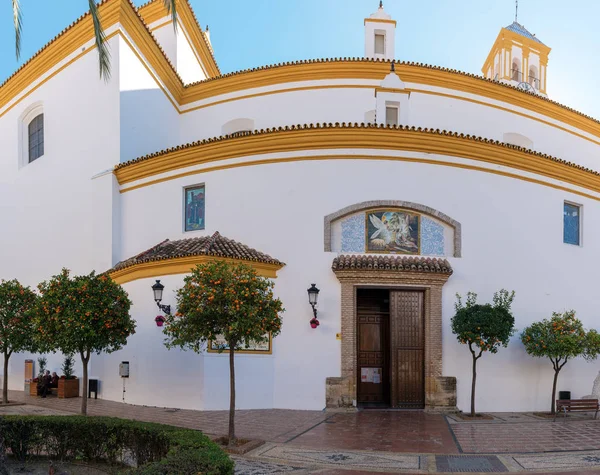 Marbella Spain December 2017 Facade White Church Located Historical Part — Stock Photo, Image