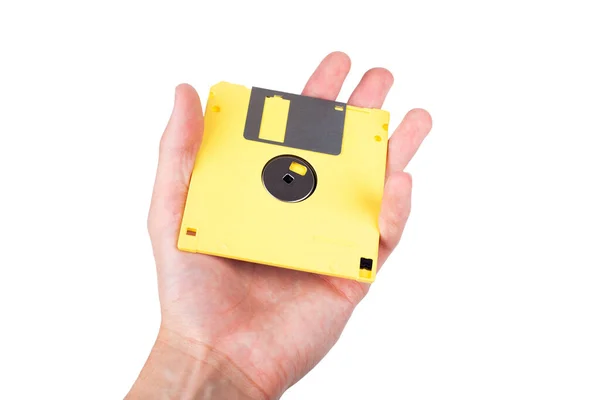 Disco Flexível Amarelo Brilhante Único Disco Computador Pastel Que Está — Fotografia de Stock