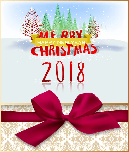 Frohes neues Jahr 2018 Grußkarte frohe Weihnachten — Stockvektor