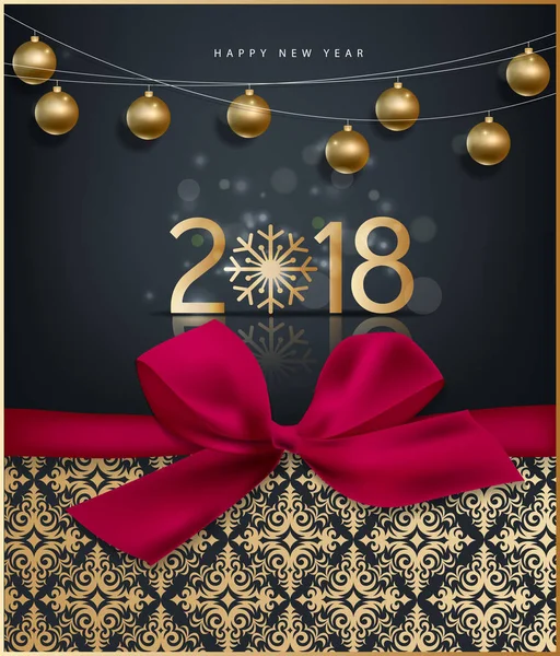 Feliz año nuevo 2018 tarjeta de felicitación feliz Navidad — Vector de stock