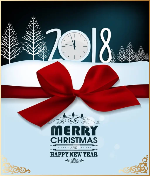 Поздравительные открытки на Новый год 2018 с Рождеством — стоковый вектор