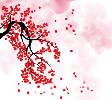 Mutlu yeni yıl 2018 tebrik kartı ve Çin yeni yılı köpek, kiraz çiçeği arka plan