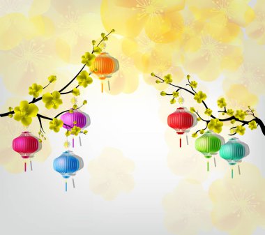 Mutlu yeni yıl 2018 tebrik kartı ve Çin yeni yılı köpek, kiraz çiçeği arka plan