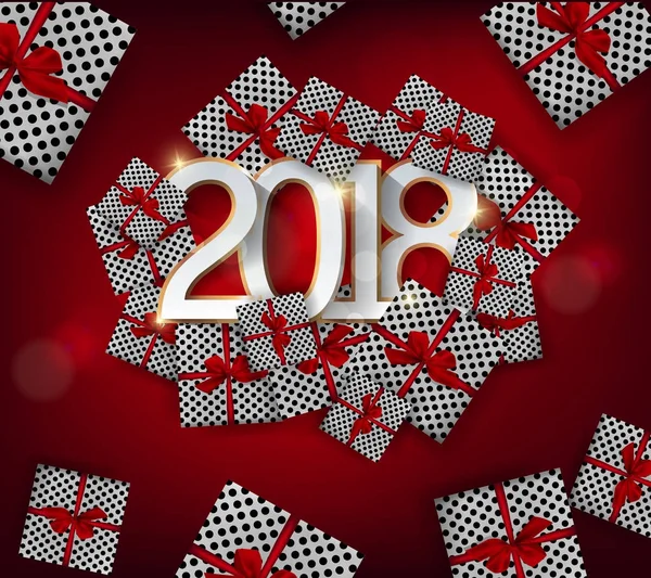 새 해 복 많이 받으세요 2018 인사말 카드와 개, 벚꽃 배경 중국 새 해 — 스톡 벡터