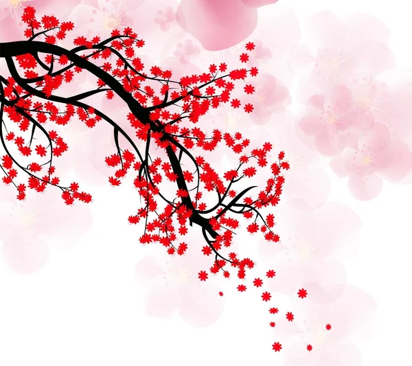 Felice anno nuovo 2018 biglietto di auguri e cinese nuovo anno del cane, sfondo fiore di ciliegio — Vettoriale Stock