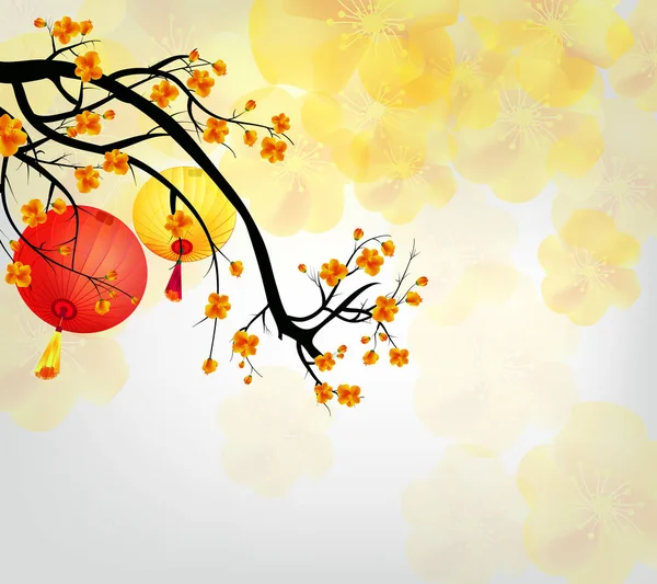 Mutlu yeni yıl 2018 tebrik kartı ve Çin yeni yılı köpek, kiraz çiçeği arka plan