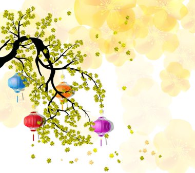 Mutlu yeni yıl 2018 tebrik kartı ve Çin yeni yılı köpek, kiraz çiçeği arka plan