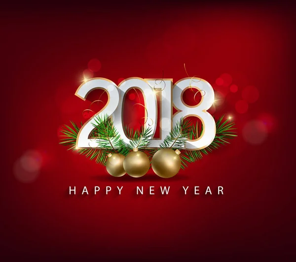 Feliz año nuevo 2018 tarjeta de felicitación y feliz Navidad — Vector de stock