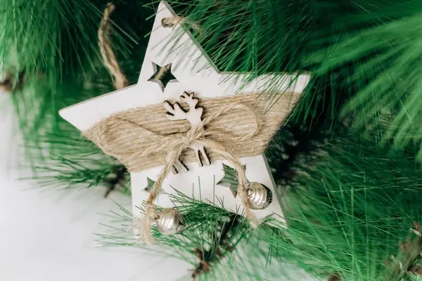 Giocattoli Dell Albero Natale Capodanno Giocattoli Legno Fai — Foto Stock