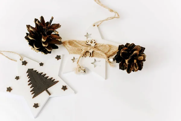 Weihnachts Und Neujahrsbaumspielzeug Diy Holzspielzeug — Stockfoto