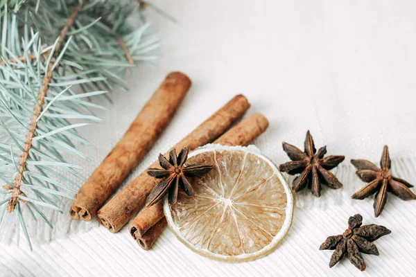 Spices Christmas Baking Drinks Dried Lime Cinnamon Ginger — Stock Photo, Image