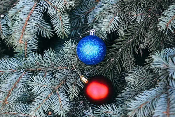 Χριστουγεννιάτικο Παιχνίδι Στα Κλαδιά Του Δέντρου Της Πρωτοχρονιάς Χριστουγεννιάτικο Δέντρο — Φωτογραφία Αρχείου